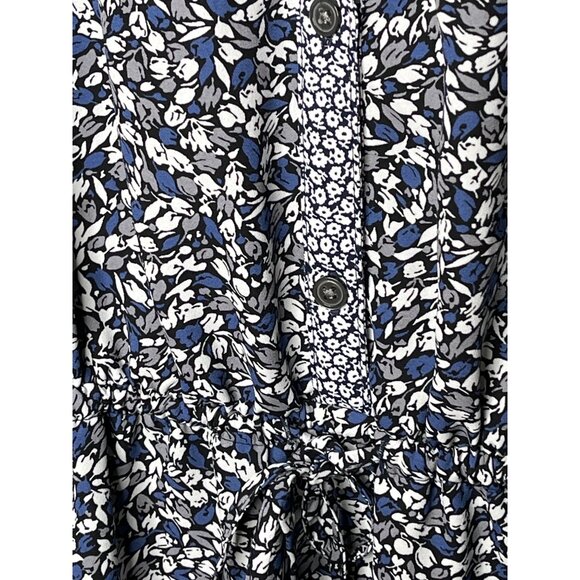 Gap Mini Dress M Blue Gray Floral Boho V-Neck Sleeveless Summer Sheath - Picture 6 of 9